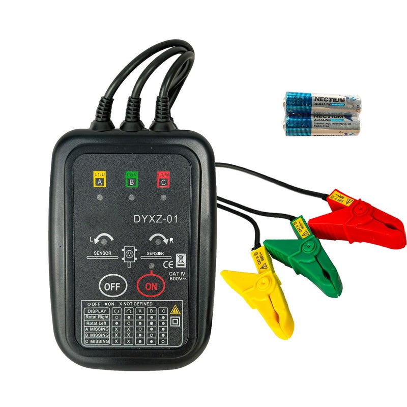 Vanlison Non-Contact 3 Phase Rotation Meter | Motor Rotation Tester for AC 70V-600V | Phase Sequence, Live Wire & Circuit Break Detector | Auto Power-Off, 20" Clamps | Professional Electrician Tool Kit - Image 1